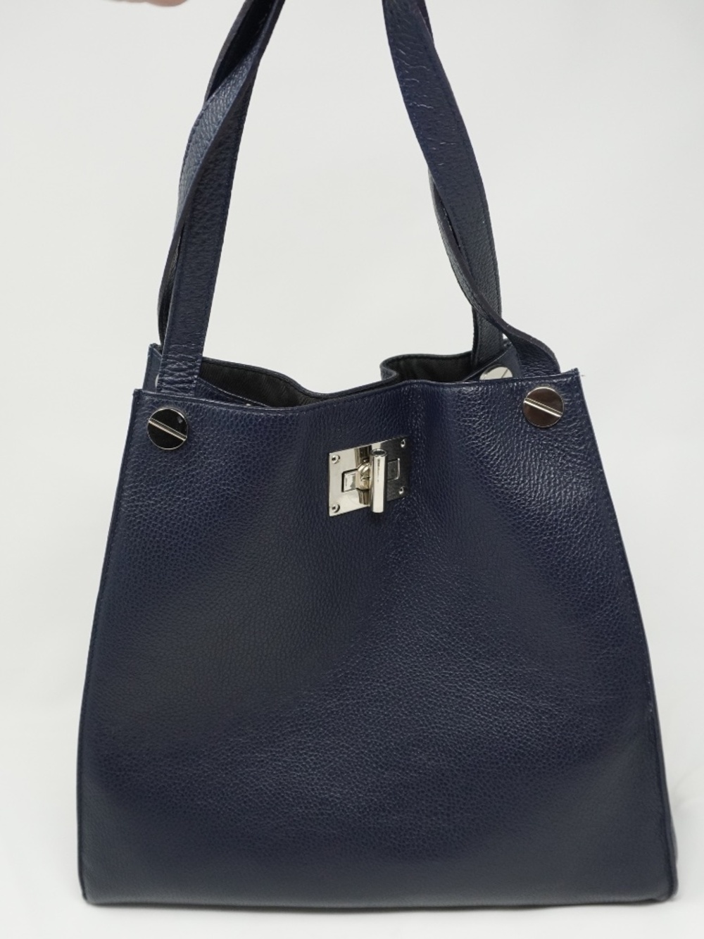 Vera Pelle Italian Leather Navy Blue Purse